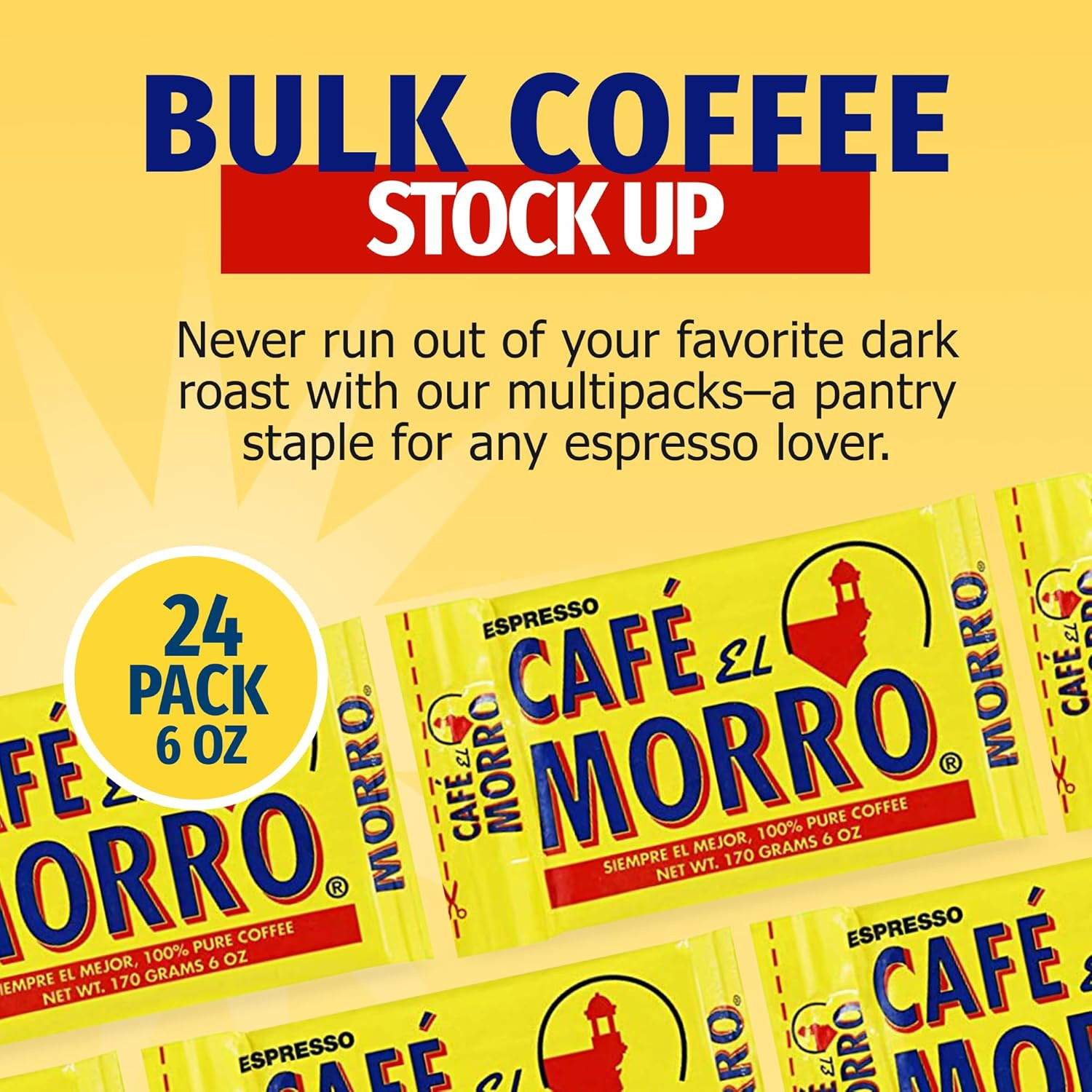 Premium Ground Coffee, Café El Morro, (6 Oz), Pack of 24, Gourmet Dark Roast Esp
