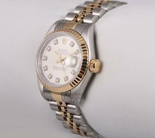 Rolex Lady Datejust 26mm No Hole Two Tone Steel 18k Fluted-Silver Diamond Dial 3