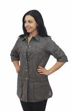 ASD Living Stylized Heather Grey Denim Long Sleeve Chef Coat Medium Culinary