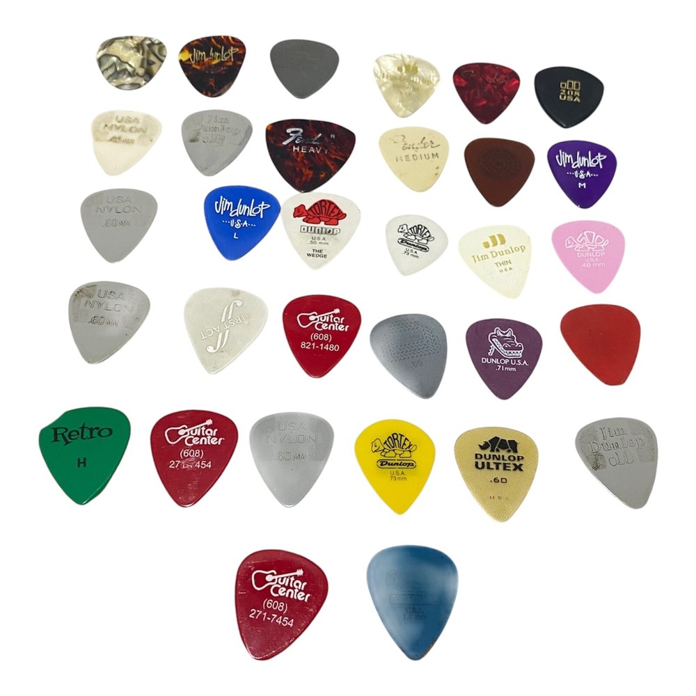 Vintage Assorted Used Guitar Picks Live Performances Collection 32 Pcs