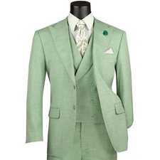 BIG  TALL Men's Lt Green Textured 3pc Modern Fit Suit w/ Adjustable Waist NWT