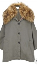 East Ladies 2 Way Khaki Jacket Coat & Faux Fur Gillet Uk Size Medium Large Bnwt
