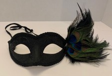 Black Venetian Mask w-Peacock Feathers, woman   Masquerade, Mardi Gras