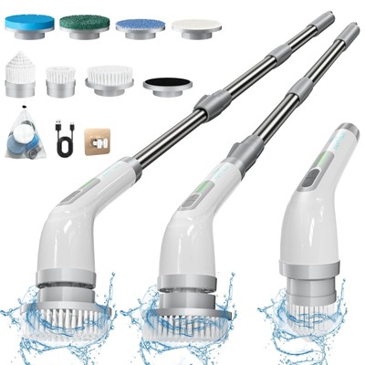 Electric Spin Scrubber FARTVOLUS Cordless Cleaning Brush with 8 Replaceable B...