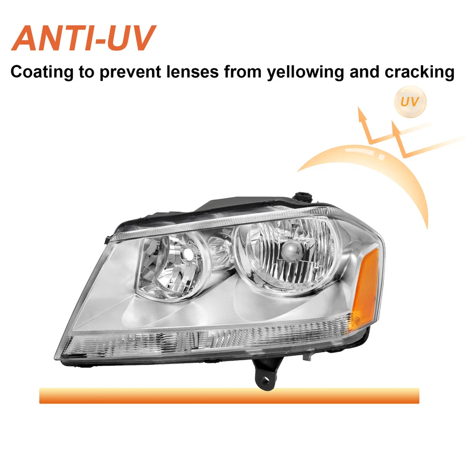 Chrome Headlights Assembly For 2008-2014 Dodge Avenger Headlamp Left and Rights Foto 4 de 4