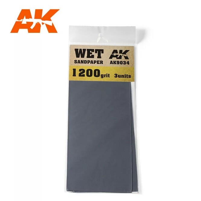 Ak Interactive Ak9034 - Wet Sandpaper 1200 Grit. 3 Units - New