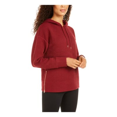 Ideology Zip-Hem Hoodie in ''Cherry Pie'' Maroon Red X-Large