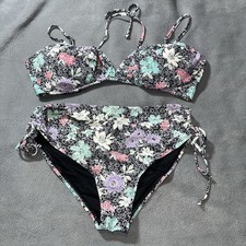 Time and Tru 2 Piece Floral Bikini Swimsuit Set Women's XL Top/Lg Bottom