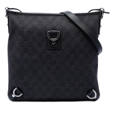 Gucci GG Denim Abbey D Ring Crossbody Pre-Loved Umhängetasche Schwarz