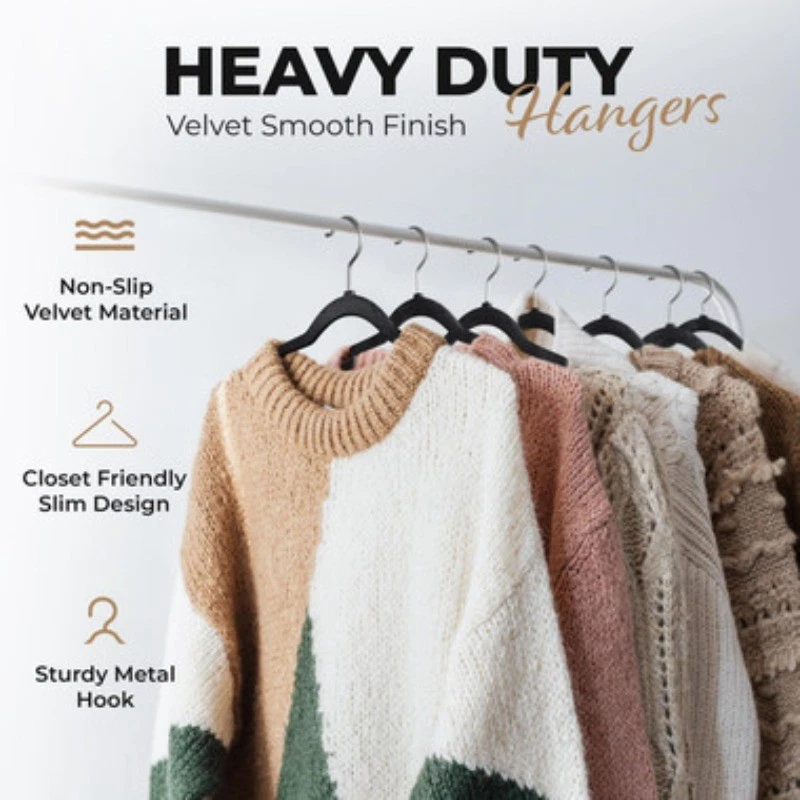 "BIG SALE" Non-Slip Velvet Clothes Hangers – 15/30/50 Pack, Black, Ivory, Gray - Image 4 of 4