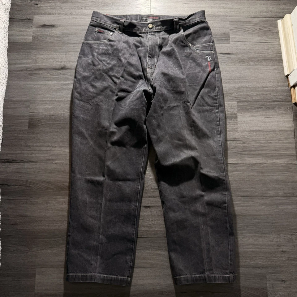 Jeans Vintage Años 90 Y2K Fubu The Collection Para Hombre Talla 46x32 Negro Denim Negro Foto 2 de 4