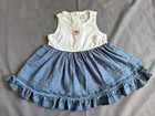Vtg YK BABY GAP USA Flag  Dress Sleeveless Sundress Chambray Eyelet Patriotic — photo 1