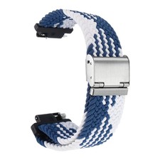 16mm Nylon Braided Watch Bands with Stainless Steel Buckle, Blue White