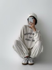 Women s One Size Lounge Set Graphic Oversized Sweatshirt Jogger Pants
