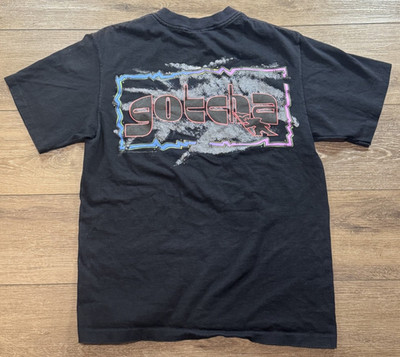 Vintage 1991 Gotcha Surf T-Shirt Black Neon Graphic Back Print Size M USA Rare