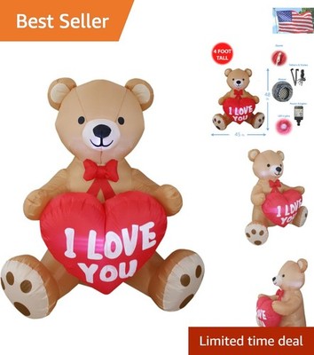 4FT Valentine s Day Inflatable Teddy Bear - Sweet LED Light Decoration for Love