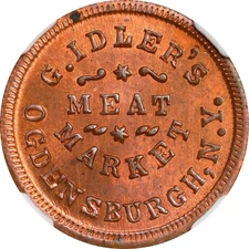 Ogdensburgh NY665A-1a R-7 NGC MS-64 RB - G. Idler's Meat Market - ex Tanenbaum