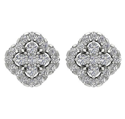 Designer Ohrstecker Rundschliff Diamant SI1 G 0,75 Kt 14K Weißgold 9,80 mm