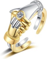 Damen Ring 925 Silber Vergoldet Offen Verstellbar Partner Ring Hugging Hnde