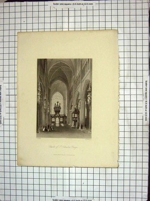 Alter antiker Druck um 1900 Kirche St. Salvador Brügge Payne Albert Gravur 20.