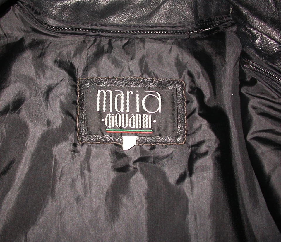 De Colección Giovanni Cuero Negro Bombardero Motocicleta Chaqueta Para Hombre M Motociclista Boho Resistente Foto 3 de 4