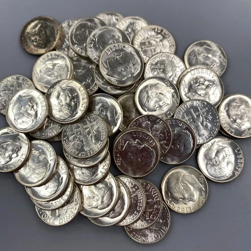 50 1958 P BU US 90% Silver Roosevelt 10c L24002