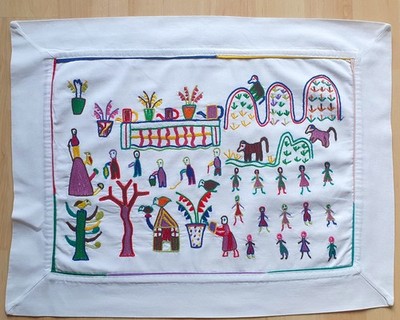 Platzset Tischset Baumwolle Stickerei Handarbeit Afrika Motive. Namibia / 1