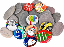 River Rocks for Painting 25 Pcs Large 2-3 Inch Flat Smooth Painting Stones Cr...