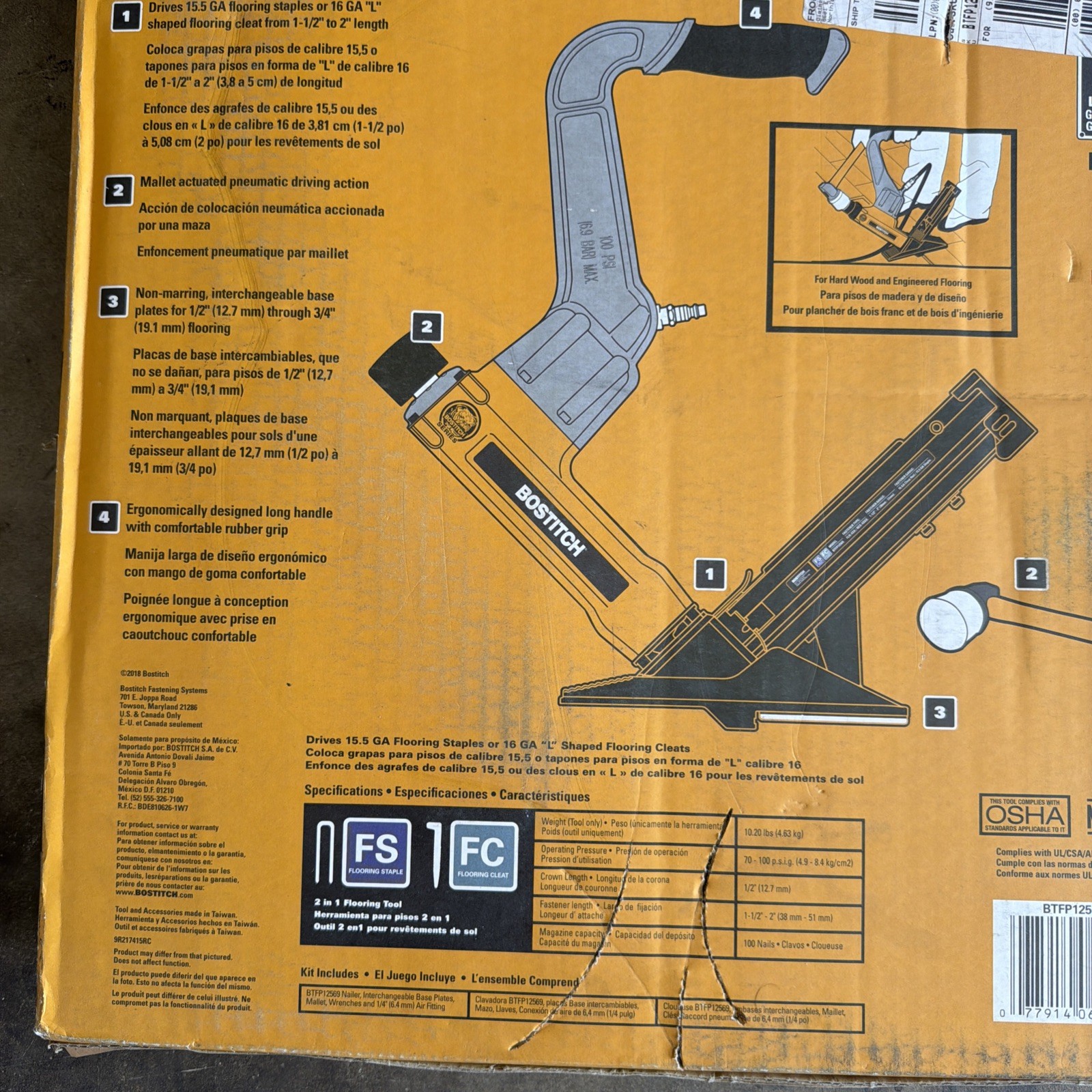Bostitch BTFP12569 2-in-1 Flooring Nailer FS/FC 1.5&ndash;2" Pneumatic Tool NEW