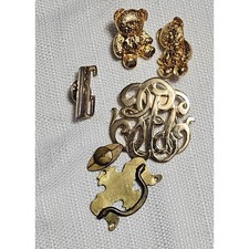 Jeri-Lou Vintage Collectible Pins Brooches Lot Gold Tone Mixed Pack Retro Chic