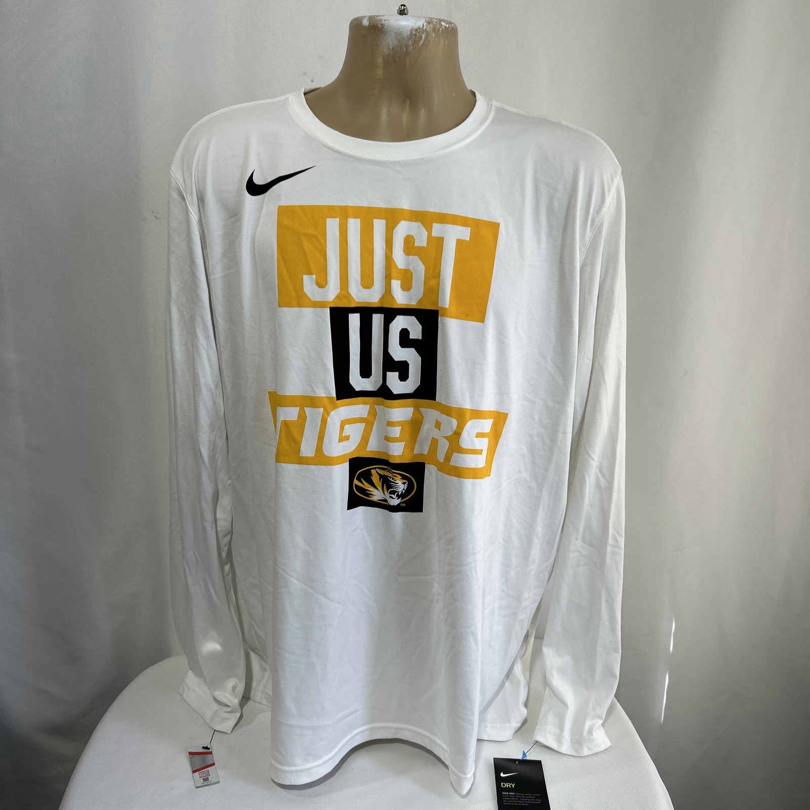 NWT Mizzou Nike T Shirt Mens Size XL Dri Fit Missouri Tigers Long Sleeve