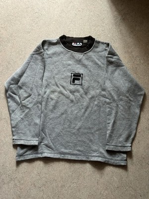 Fila Vintage Sweater Grau S Center Logo Y2K Retro Pullover Crewneck
