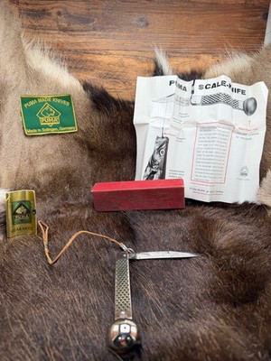 Vintage 501 Puma  Fishing Knife And Leather Cord Mint In Factory Puma Red Box
