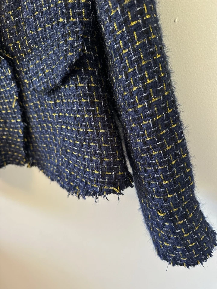 Chaqueta Aqua Cutaway Tweed Doble Pecho en Azul Marino | Talla Mediana Foto 4 de 4