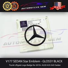 V177 Sedan Mercedes GLOSS BLACK Star Emblem Rear Trunk Lid Logo Badge AMG A220