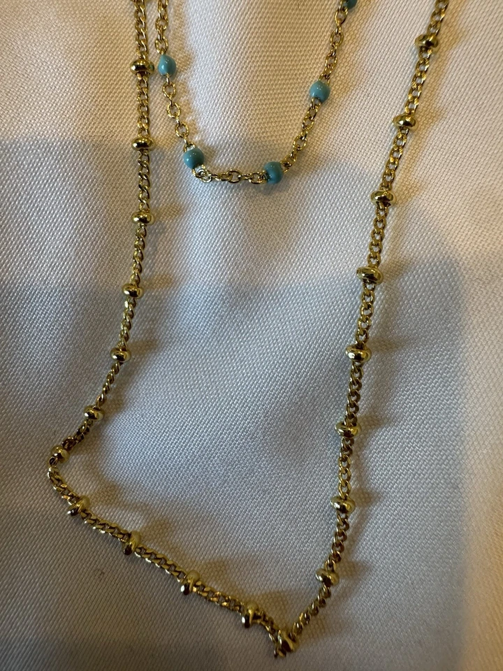 Collar Gorjana Capri Doble Capa Dorado Y Turquesa Foto 4 de 4
