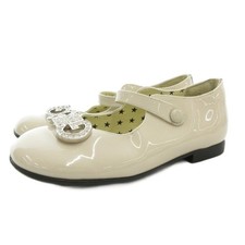 Gucci Ballet Flats Patent Leather 26 Crystal Logo White Kids
