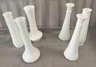 Vintage Milk Glass Vases Lot Of 6 Beautiful Brody Hoosier Anchor Hocking USA