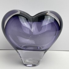 Purple Heart Hand Blown Glass Clear Base Bud Vase Handcrafted Made In Brazil