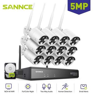 SANNCE Wireless 5MP Security Camera System 16CH 4K NVR Two Way Talk AI Detection