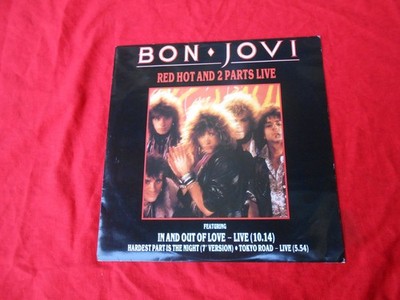 BON JOVI-RED HOT AND 2 PARTS LIVE-IN AND OUT OF LOVE-12'' EP-RED VINYL-UK-MINT