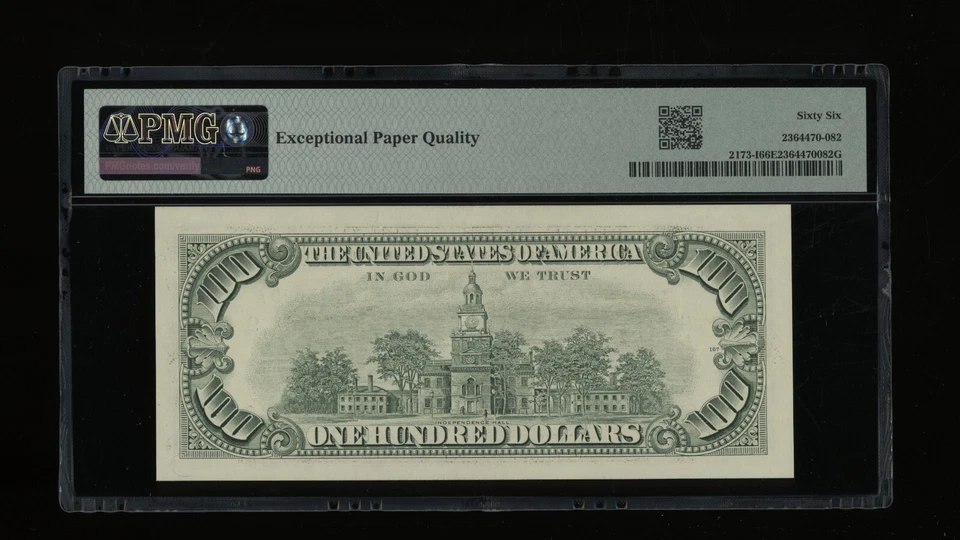 DBR 1990 $100 FRN Gem Minneapolis Fr. 2173-I PMG 66 EPQ Serial I03735099A - Image 2 of 2