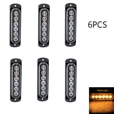 6Pcs Car Pick-upTruck Strobe 6LED Yellow Light Emergency Hazard Flashing Lights