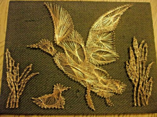 VINTAGE COPPER WIRE ART FLYING DUCK PICTURE 12"X 16" WALL HANGING DECOR          - Picture 1 of 7