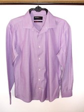 MENS VENTUNO 21 SLIM FIT PURPLE/WHITE STRIPE COTTON LONG SLEEVE SHIRT - 14 1/2"