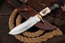 D2 STEEL CUSTOM HANDMADE HUNTING DAGGER TACTICAL BLADE KNIFE ANTLER GRIP & COVER