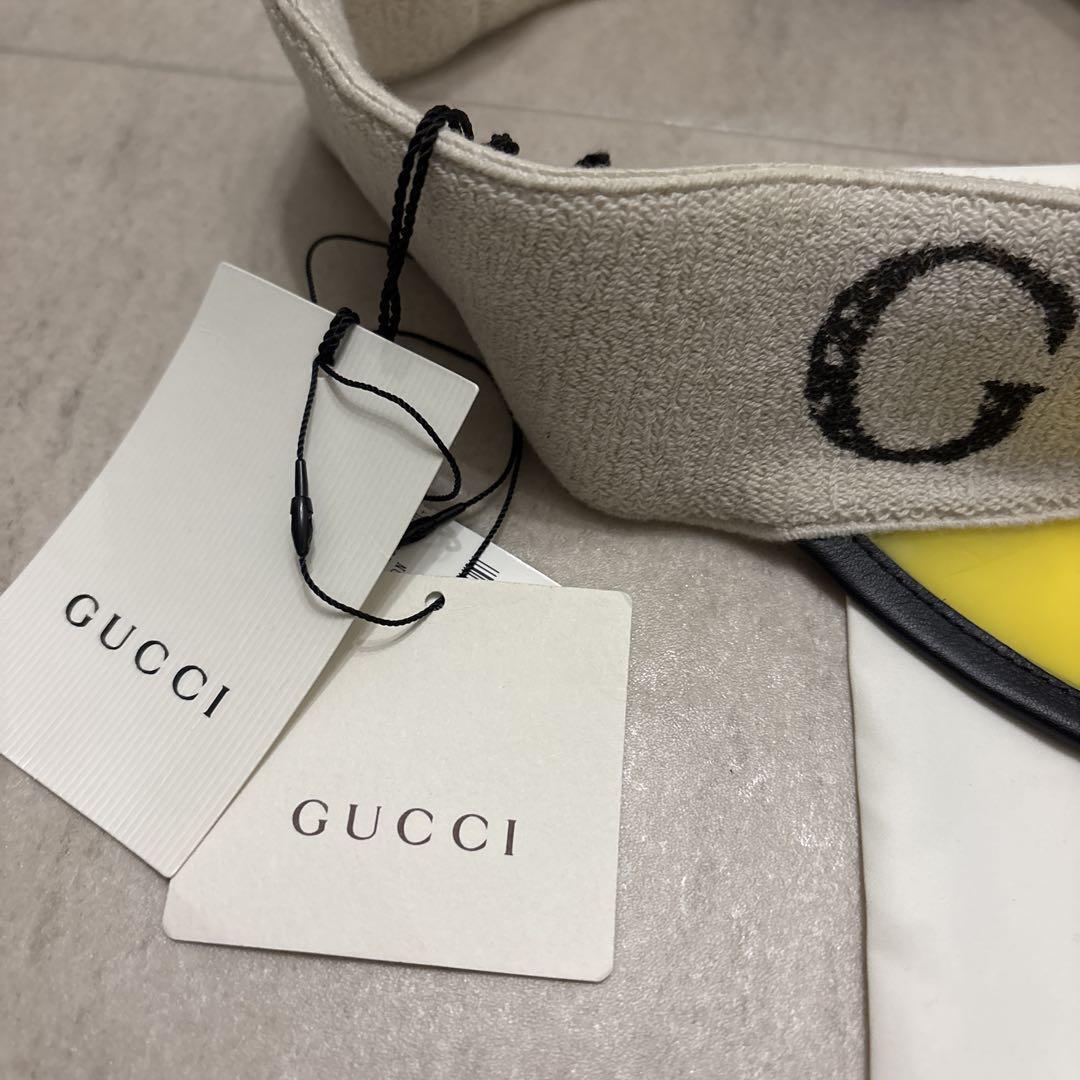 Gucci Sun Visor Color Yellow Size M 58cm Logo 576251 With Tag Bag