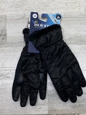 Isotoner Womens SleekHeat Quilted Gloves Works w/Touchscreen-Black Size S/M