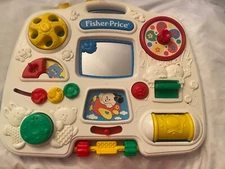 FISHER PRICE BUSY BOX Crib Activity Center Baby Learning Toy 1993 Some Play wear