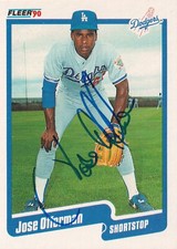 JOSE OFFERMAN SIGNED AUTO'D 1990 FLEER CARD #U-24 RED SOX LA DODGERS ROYALS